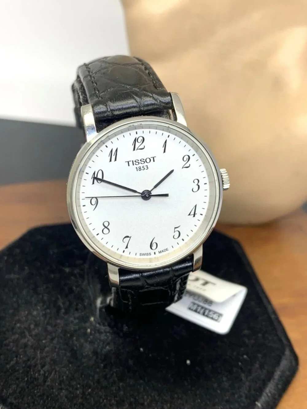Tissot Women's Watch Swiss Quartz Silver Dial Black Leather Strap T1092101603200
